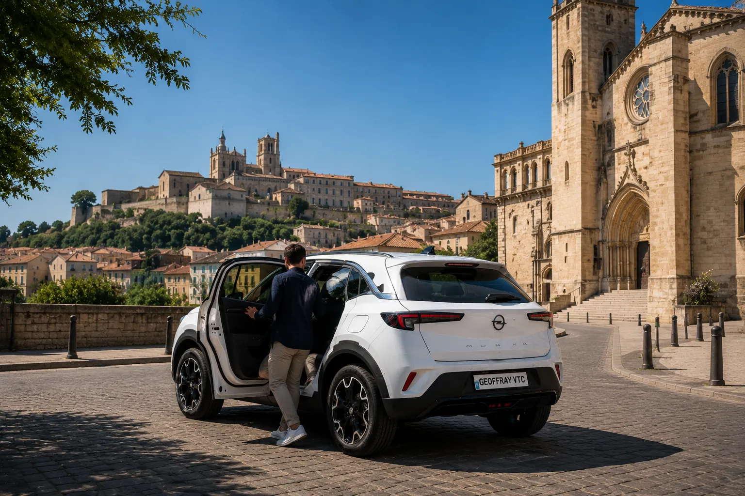 Circuit touristique dans l'Hérault et l'Aude avec Geoffray VTC Opel Mokka de Geoffray VTC lors d'un circuit touristique dans l'Hérault et l'Aude au départ de Valras-Plage.